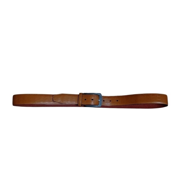Authentic Giorgio Armani Caramel Brown Croc Embossed Belt Women\'s Size 45 3XL main image 7
